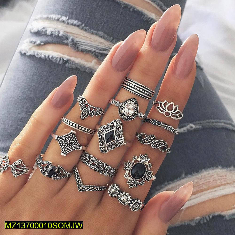 Pack of 15 trendy rings for girls t4trendz
