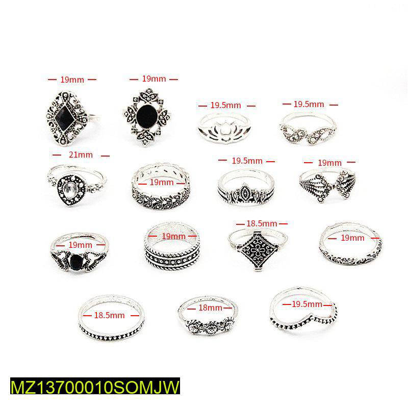 Pack of 15 trendy rings for girls t4trendz