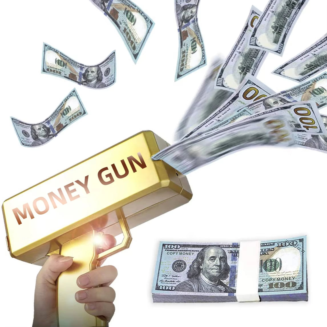 Electronic Cash Spray Toy Gun – Fun Money Shooter with Paper Money for Kids & Parties