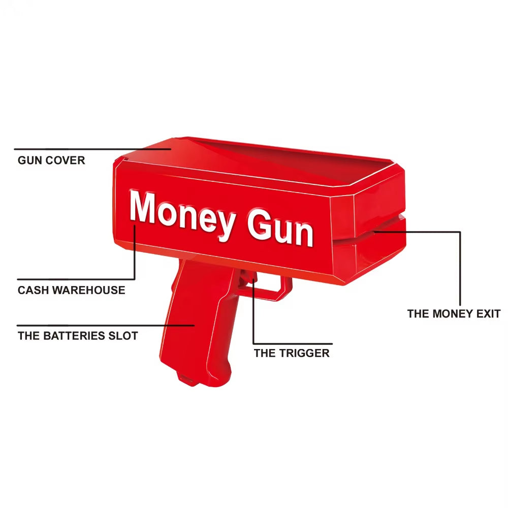 Electronic Cash Spray Toy Gun – Fun Money Shooter with Paper Money for Kids & Parties