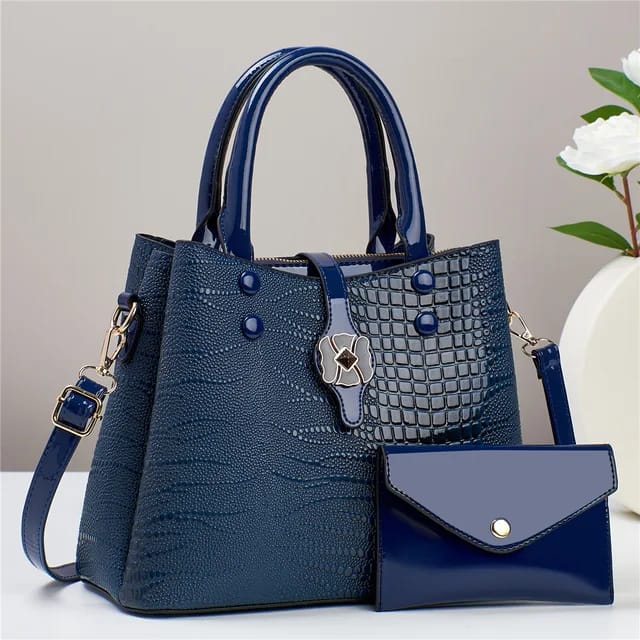 Women's shiny premium quality 2 PCs handbag set t4trendz