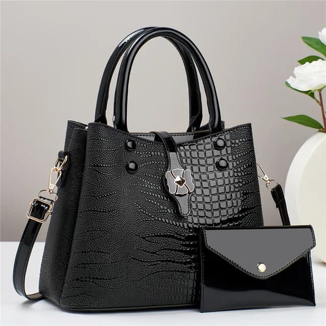 Women's shiny premium quality 2 PCs handbag set t4trendz