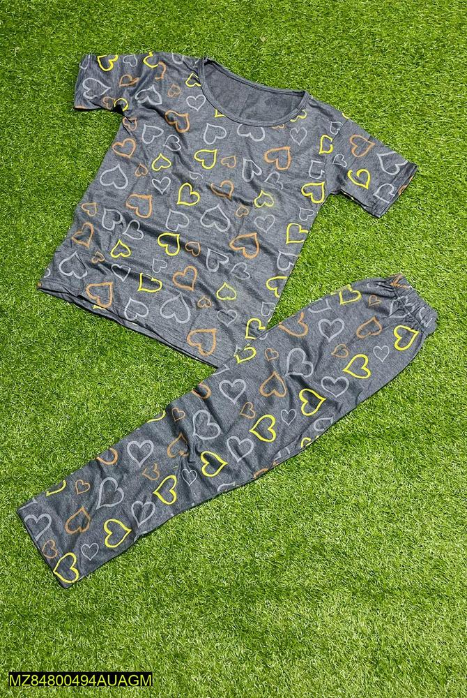 2 PCs women's stitched jersey printed night suite t4trendz