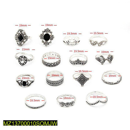 Pack of 15 trendy rings for girls t4trendz
