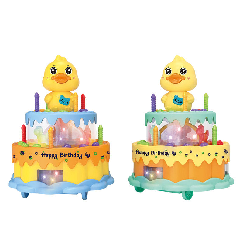 Duck-Shaped Cake Toy for Kids – Sound, Lights & Rotating Wheel