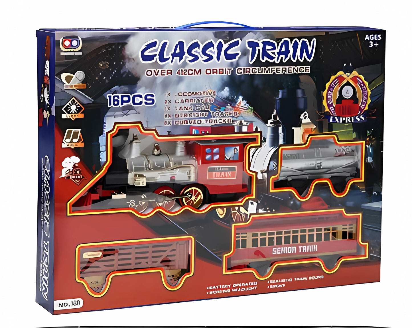 Electric Railway Train Toy with Lights, Music & Smoke – Battery Operated Track Set for Kids