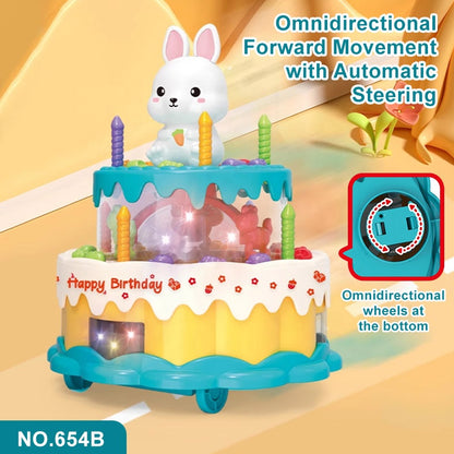 Duck-Shaped Cake Toy for Kids – Sound, Lights & Rotating Wheel