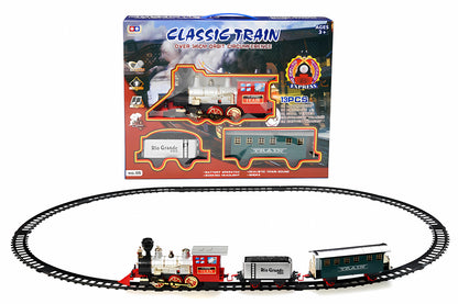 Electric Railway Train Toy with Lights, Music & Smoke – Battery Operated Track Set for Kids