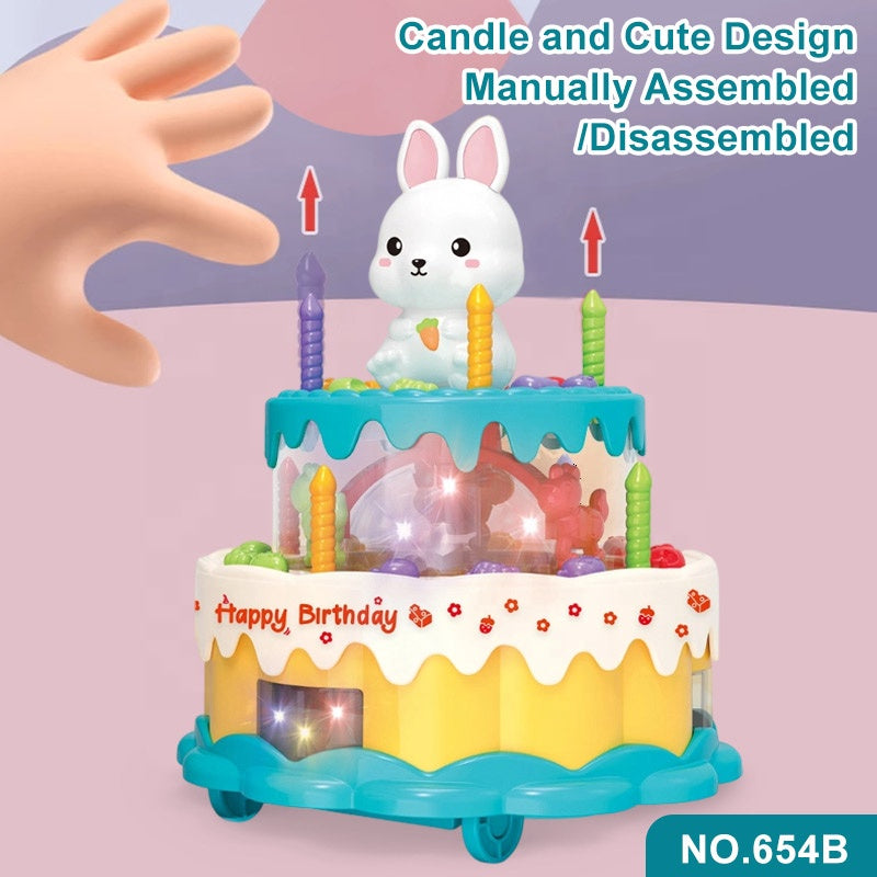 Duck-Shaped Cake Toy for Kids – Sound, Lights & Rotating Wheel