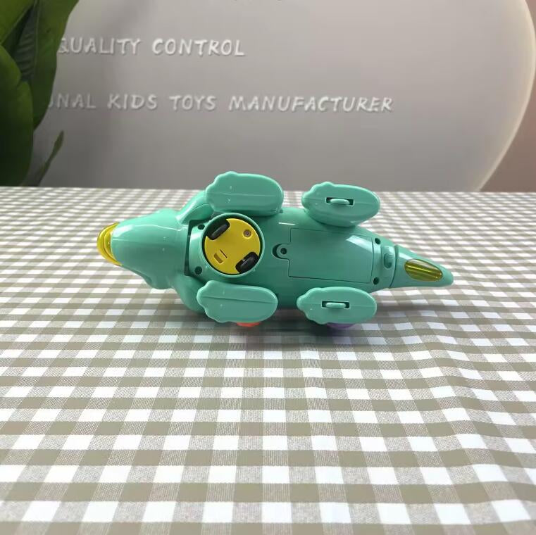 Electric Dinosaur Gear Car – Transparent Toy with Lights & Music