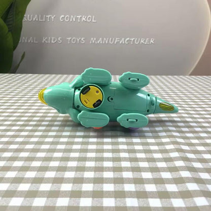 Electric Dinosaur Gear Car – Transparent Toy with Lights & Music