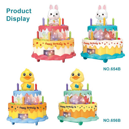 Duck-Shaped Cake Toy for Kids – Sound, Lights & Rotating Wheel