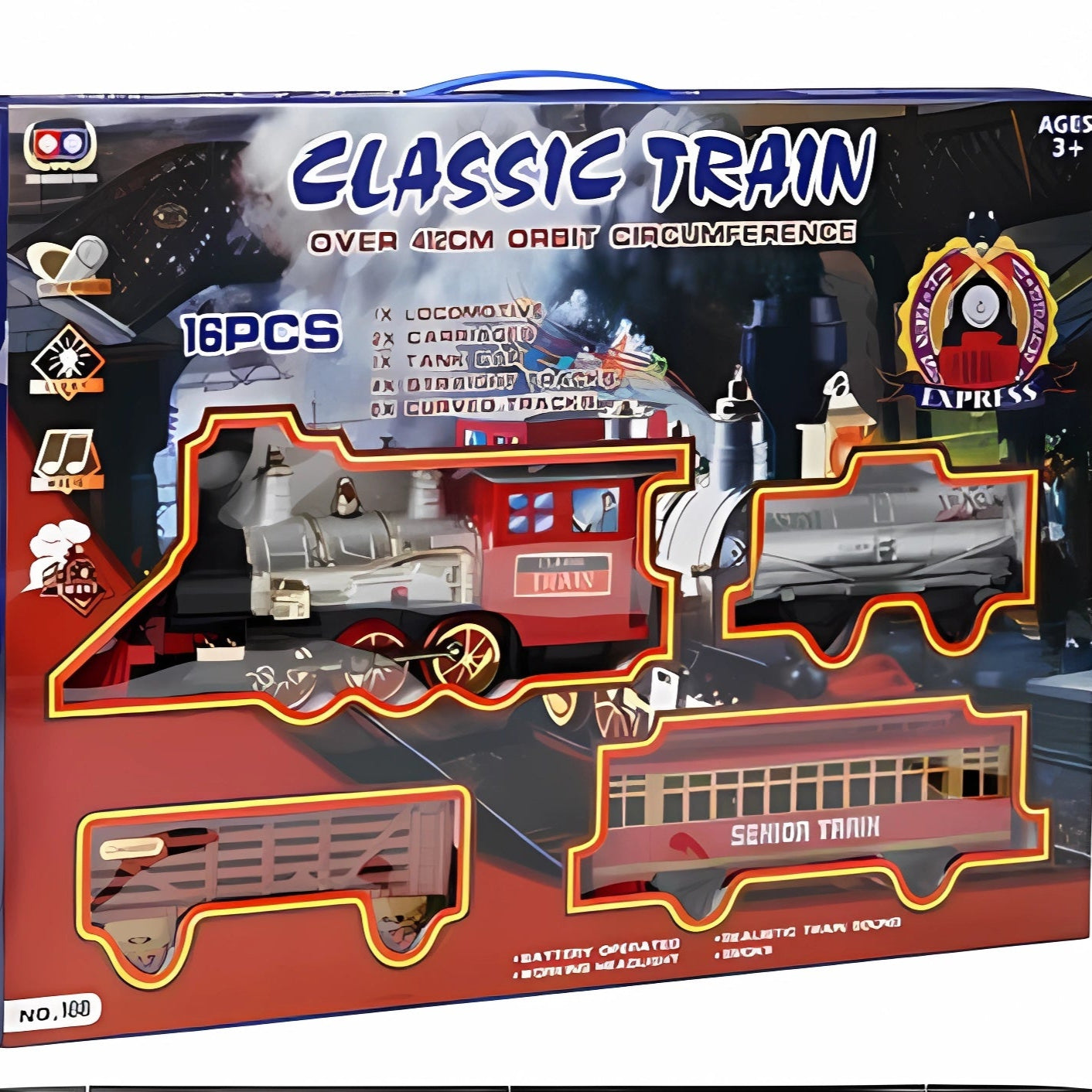 Electric Railway Train Toy with Lights, Music & Smoke – Battery Operated Track Set for Kids