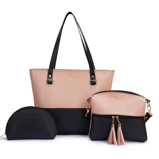 PeachBlack Combo 3 Piece women handbags set t4trendz