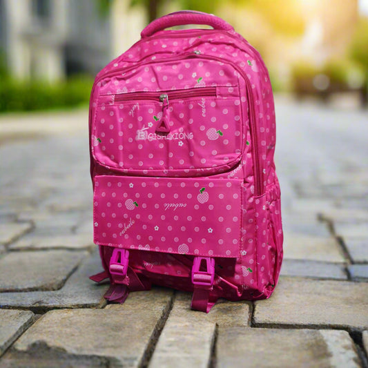 Pink Strawberry Print Nylon School & Travel Backpack