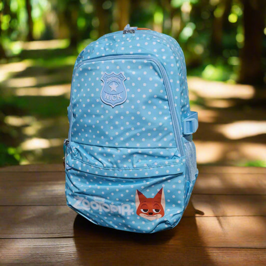 Sky Blue Polka Dot Nylon School & Travel Backpack