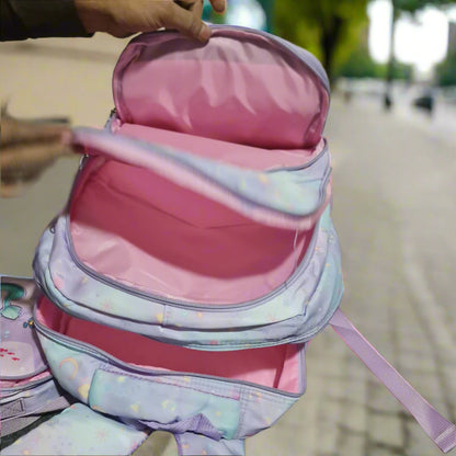 3-Piece Jiesipote School Bag Set – Doll Printed Backpack, Crossbody Bag & Stationery Pouch
