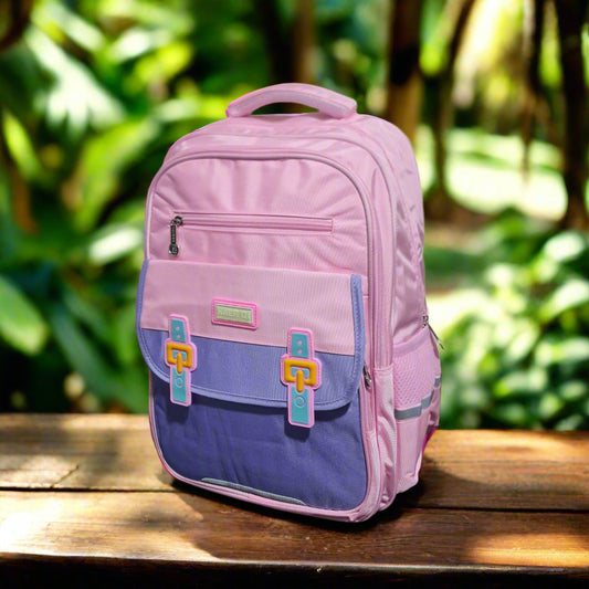 Pink & Blue Nylon School & Travel Backpack