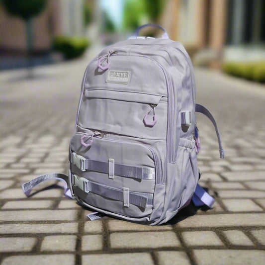 Premium Gray Nylon Backpack – Durable & Spacious School Bag