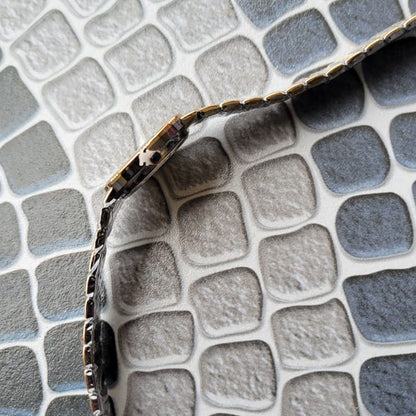 Stylish Two-Tone Mesh Band Watch with Crystal-Studded Dial
