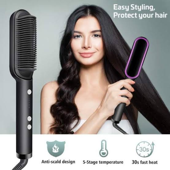 2-in-1 Electric Hair Straightener Brush Little chic