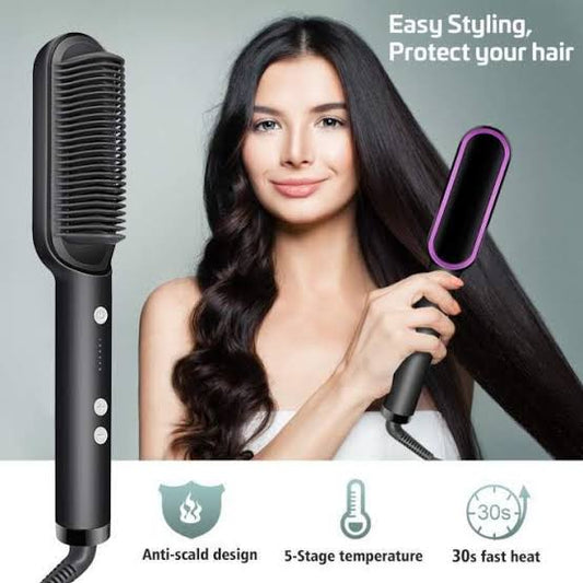 2-in-1 Electric Hair Straightener Brush Little chic