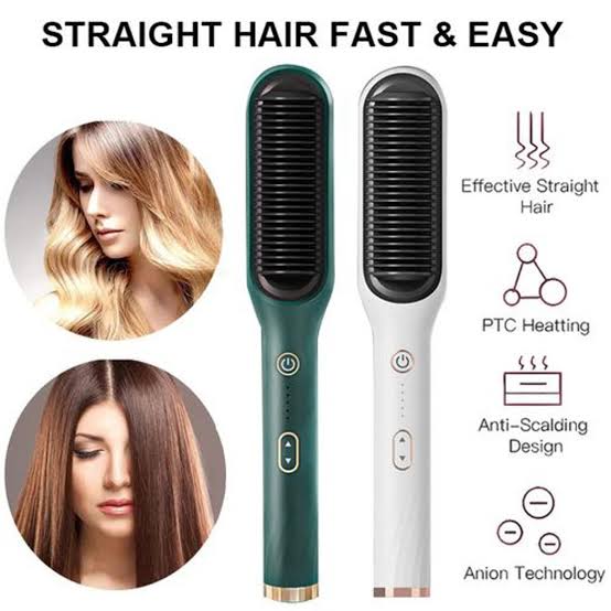 2-in-1 Electric Hair Straightener Brush Little chic