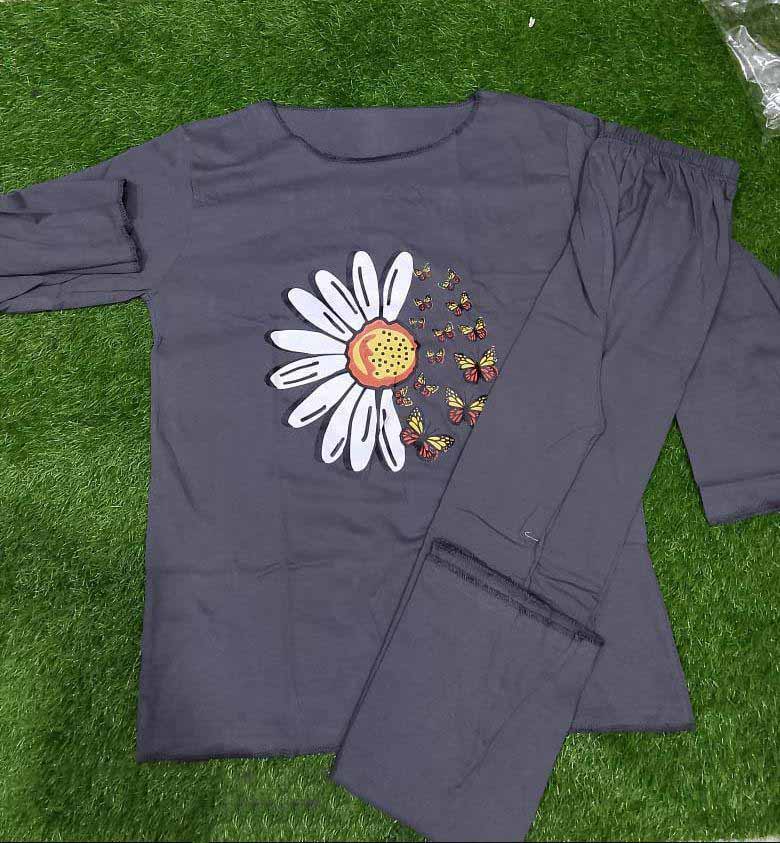 Sunflower printed cotton jersey women two pcs night wear t4trendz