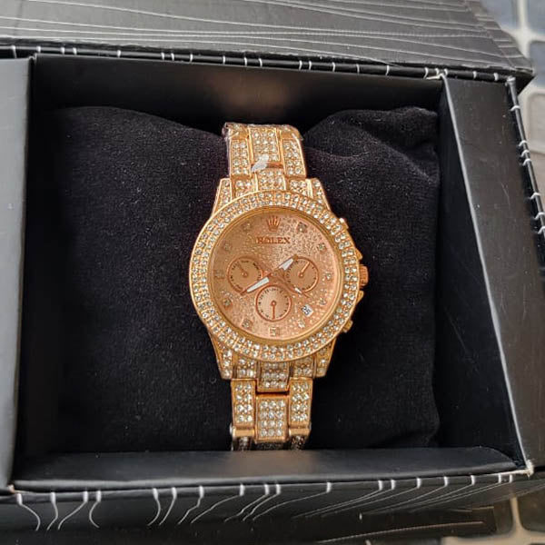 Luxury Rose Gold Diamond-Accented Chronograph Watch