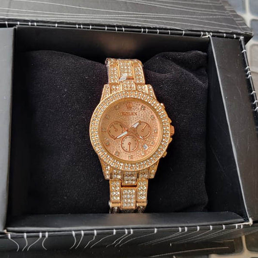 Luxury Rose Gold Diamond-Accented Chronograph Watch