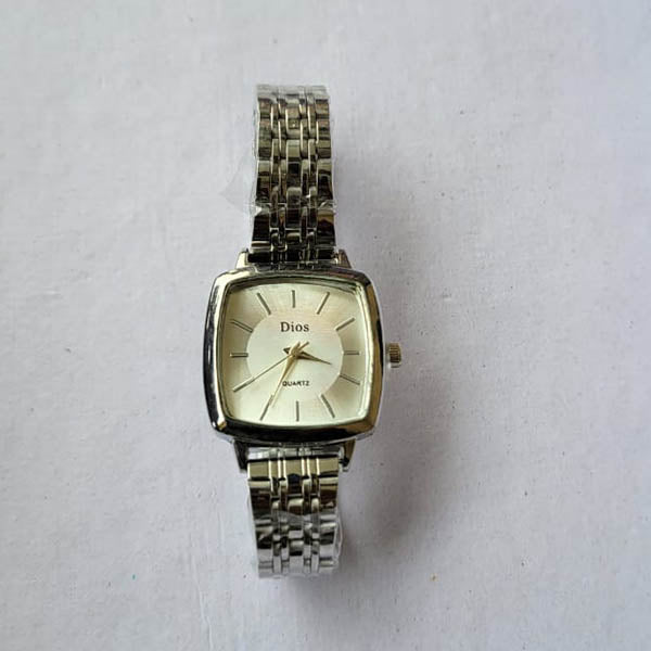Classic Dios Silver Women's Quartz Watch – Square Dial