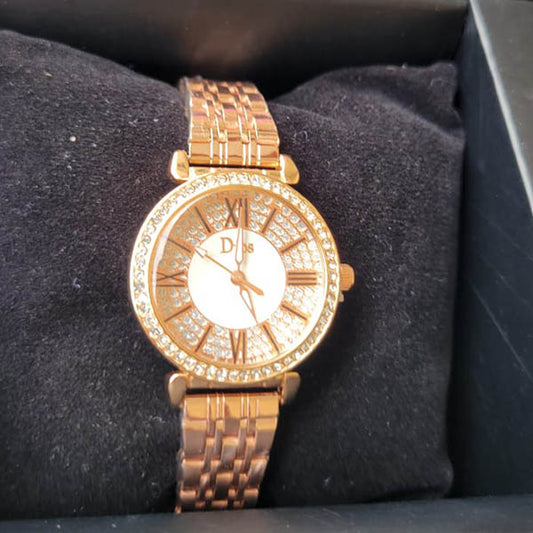 Luxury Dios Rose Gold Women's Watch with Crystal-Studded Dial
