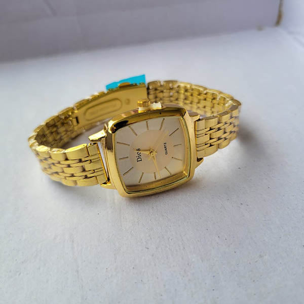 Elegant Gold-Plated Dios Quartz Women's Watch – Square Dial