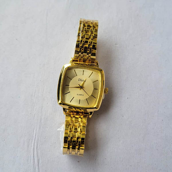 Elegant Gold-Plated Dios Quartz Women's Watch – Square Dial