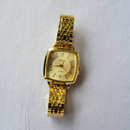 Elegant Gold-Plated Dios Quartz Women's Watch – Square Dial