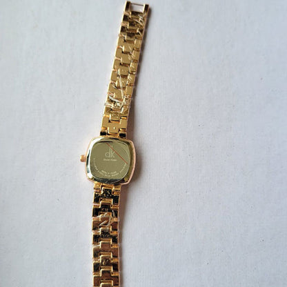 Stylish Gold & Silver Two-Tone Square Dial Watch with Crystal-Accented Face
