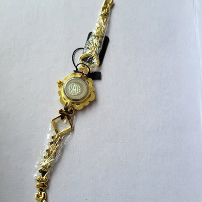 Elegant Gold Floral Design Women's Watch with Diamond Accents