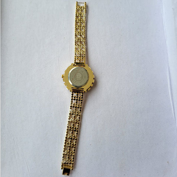 Elegant Gold & Crystal-Accented Watch with Black Dial