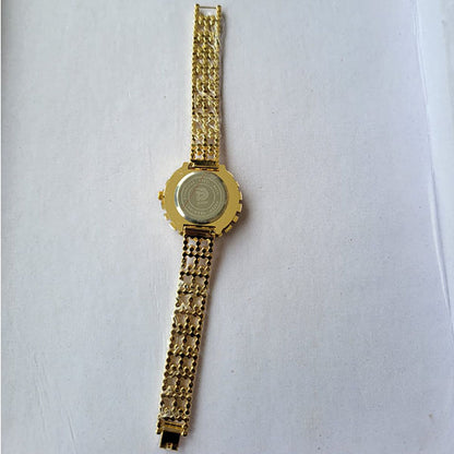 Elegant Gold & Crystal-Accented Watch with Black Dial