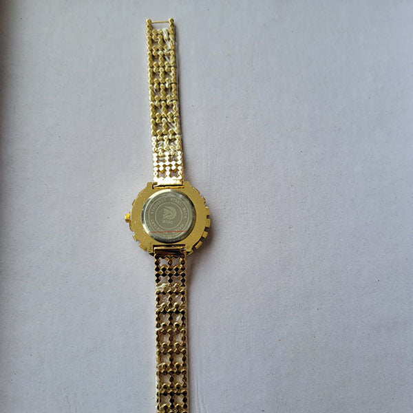 Sparkling Gold & Green Crystal-Accented Watch with Elegant Band